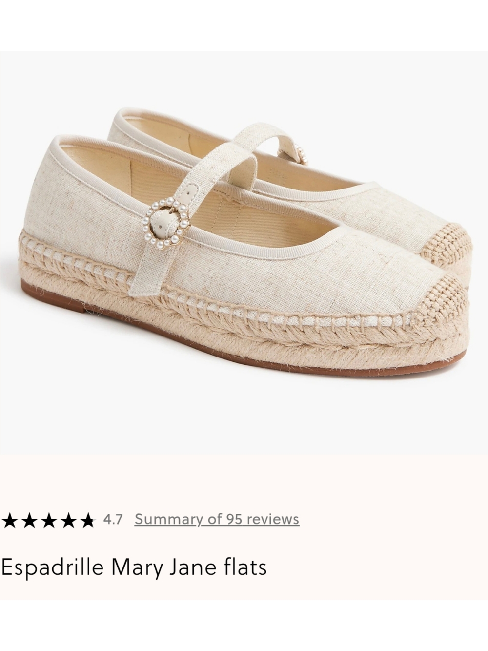 J. Crew Cream Espadrille Mary Jane Flats